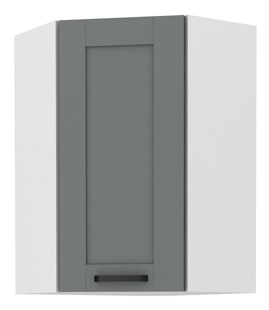 Horní rohová kuchyňská skříňka Lucid 60x60 GN-90 1F (45°) (korpus: bílá + fronta: mdf dustgrey)