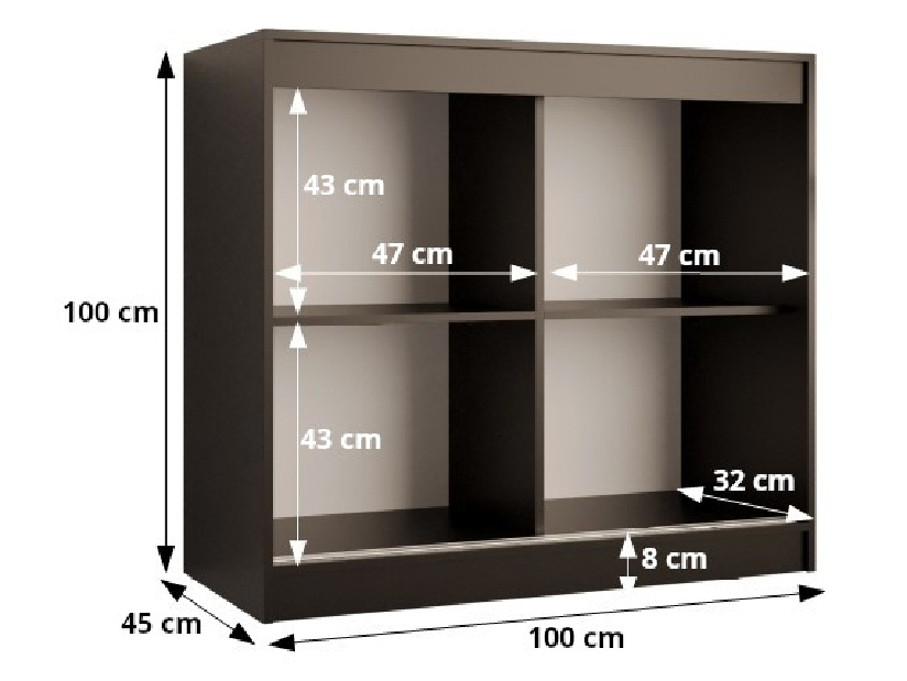 Komoda Riven 100 (matná černá)