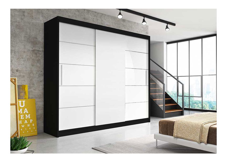 Šatní skříň Arrun (černá + bílá)