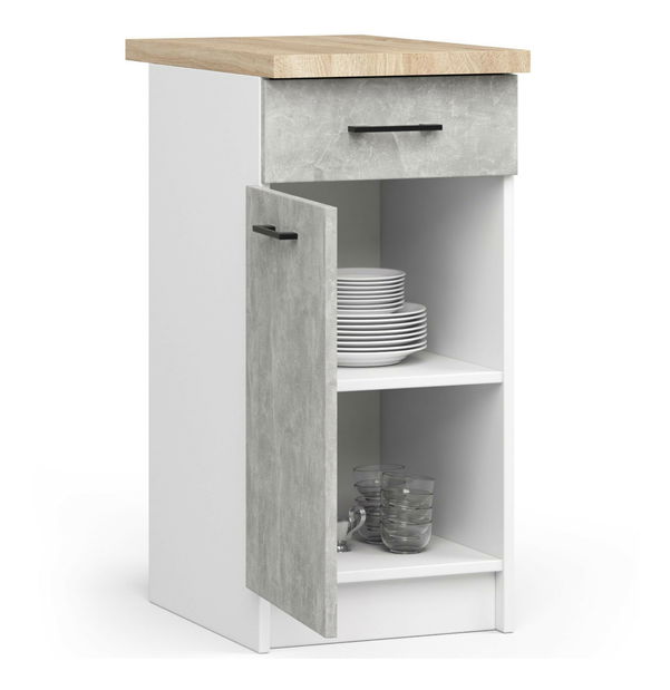 Dolní kuchyňská skříňka Ozara SZ40 SZ1 (bílá + beton)