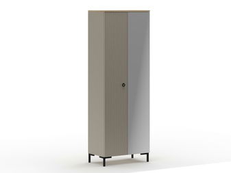 Šatní skříň Demandaron 4 (taupe + dub silverjack) (se zrcadlem)