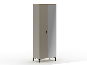 Šatní skříň Demandaron 4 (taupe + dub silverjack) (se zrcadlem)