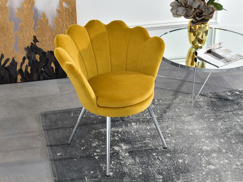 Křeslo Lasair (hořčičná + chromová)