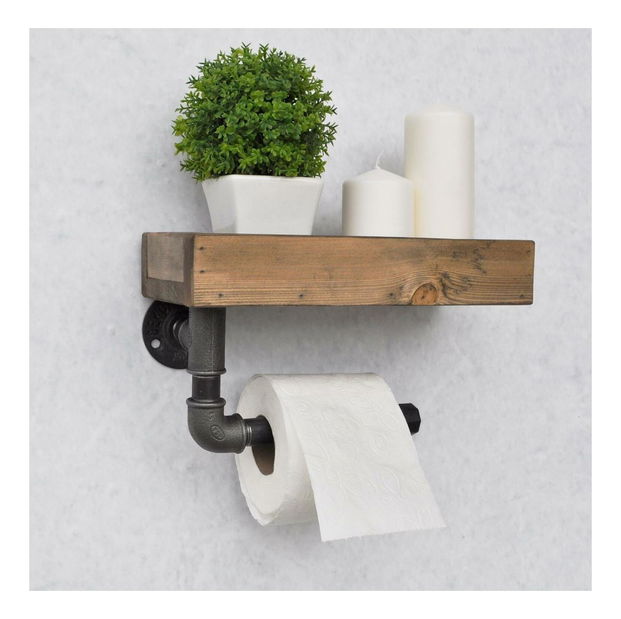 Držák na toaletní papír Nenanu 17 (ořech + černá)