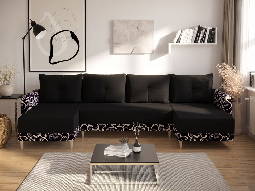 Rohová sedací souprava U Glimmer U (vícebarevné + černá)