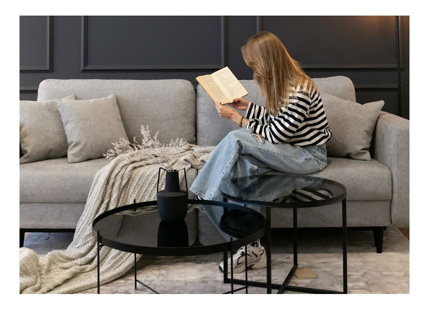 Pohovka trojsedačka Vallera (světle šedá + černá)