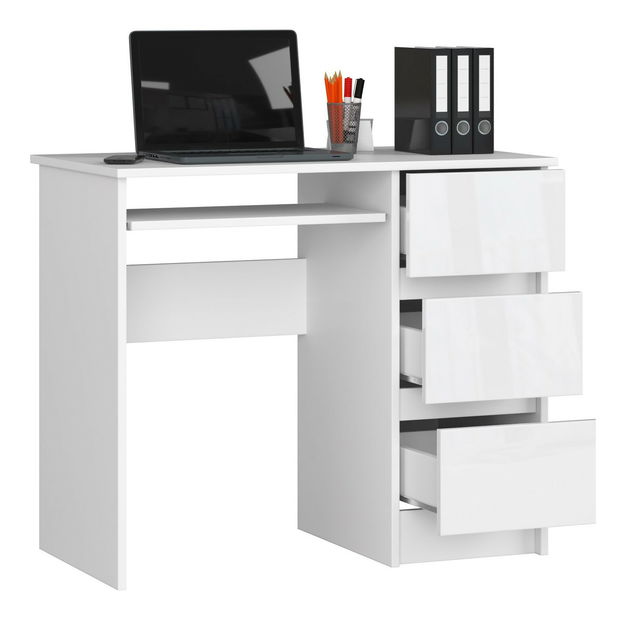 PC stolek Benicio (bílá + bílý lesk) (P)