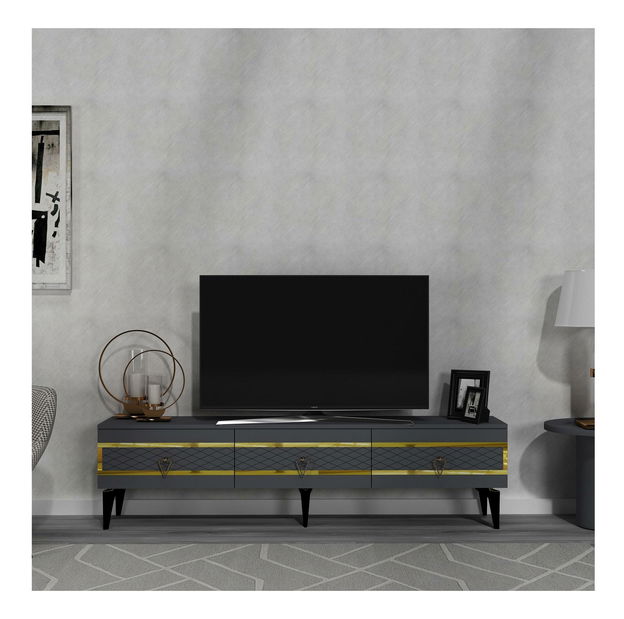TV stolek/skříňka Vadiki 2 (antracit + zlatá)