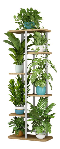 Stojan na květiny Laban 2 (bílá + dub sonoma)