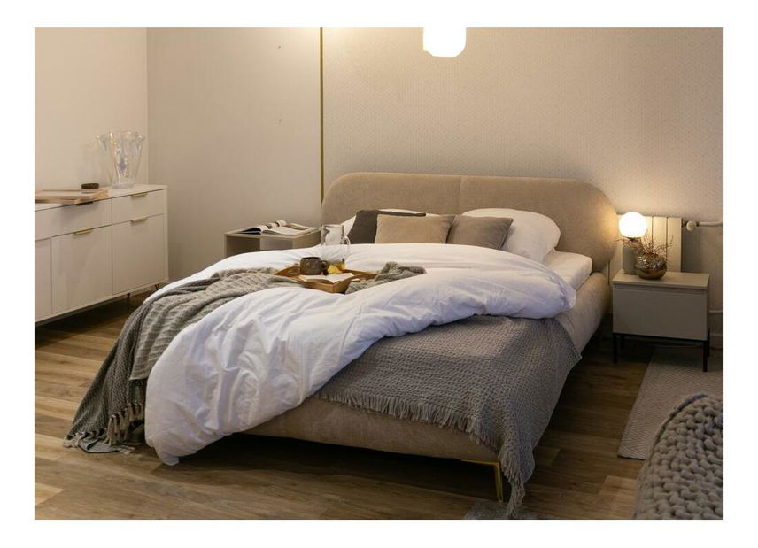 Manželská postel 180 cm Octave (s roštem) (béžová + zlatá)