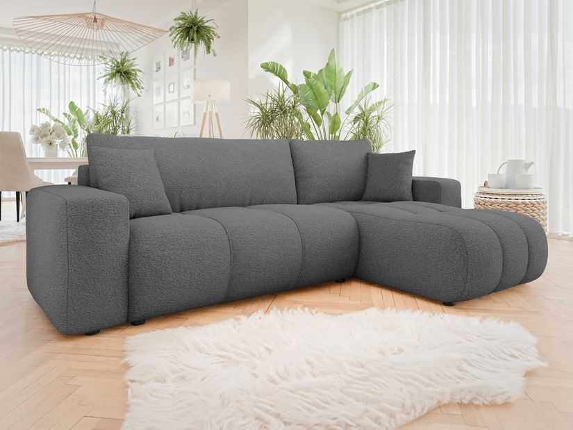 Rohová sedačka Lorew (tmavě šedá) (s úl. prostorem)