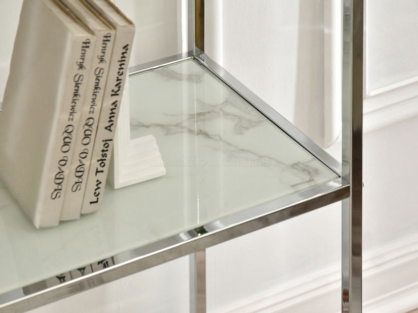 Regál Crips (bílý mramor + chromová)