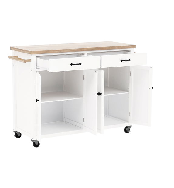 Servírovací stolek Gala (bílá + přírodní)