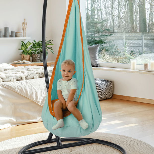 Závěsné houpací křeslo Sentra (modrá + oranžová)