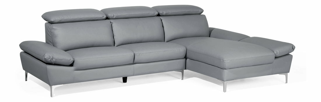 Kožená Rohová sedací souprava Farona (světle šedá) (P)