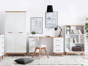 Nábytek do studentského pokoje Bajas 05 (bílý + dub)