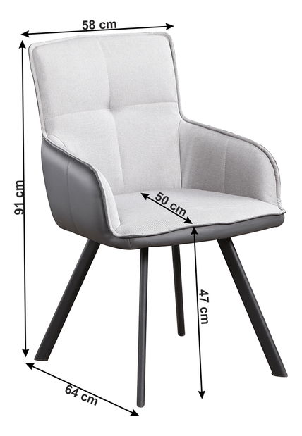 Křeslo Talisman (šedá + tmavě šedá + černá)