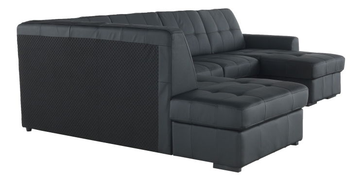 Kožená rohová sedací souprava U Thaldia (černá) (L)
