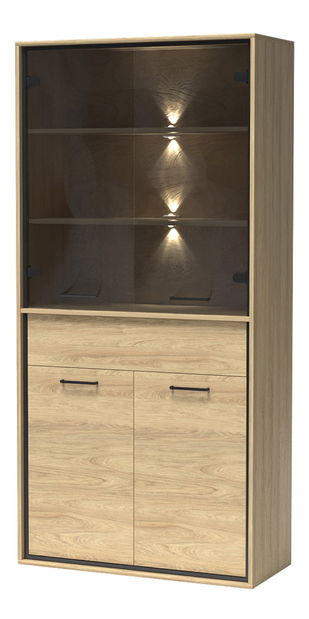 Vitrína Milley 03 (s LED osvětlením) (hikora)