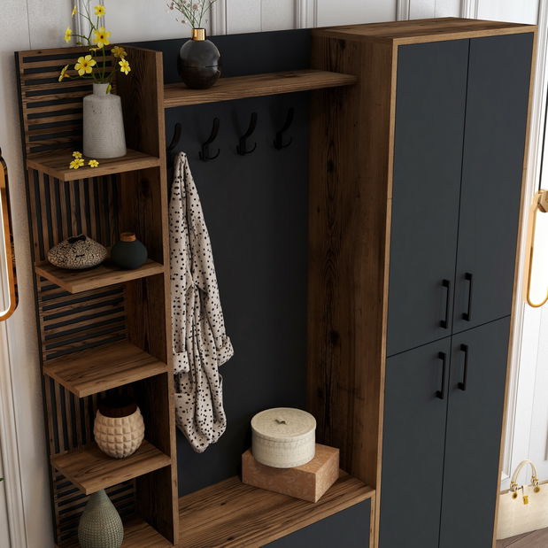 Předsíňová stěna Valery 5 (Ořech + Antracit)