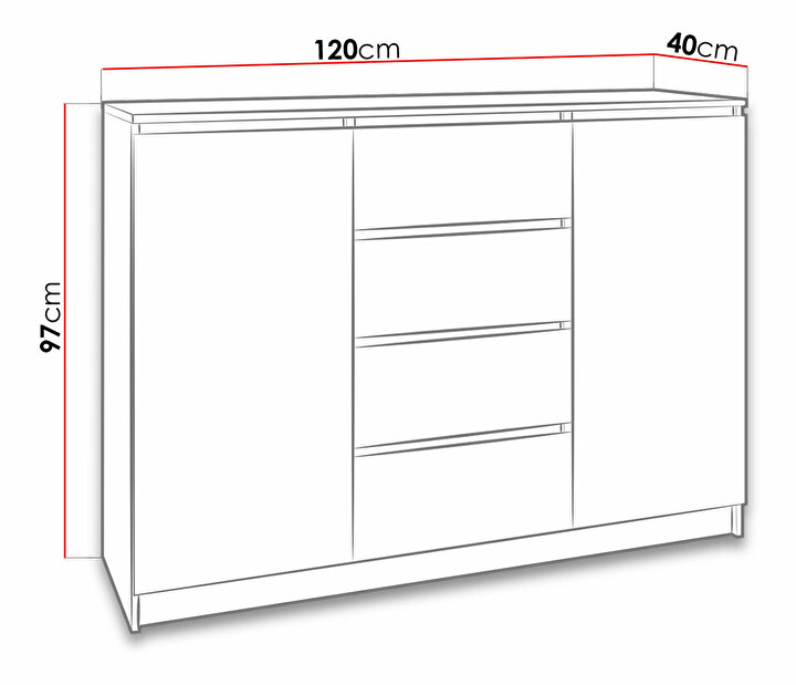 Komoda Perseia 2D4S (bílá)