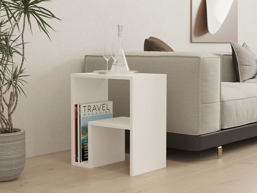 Příruční stolek Makidu (bílá)