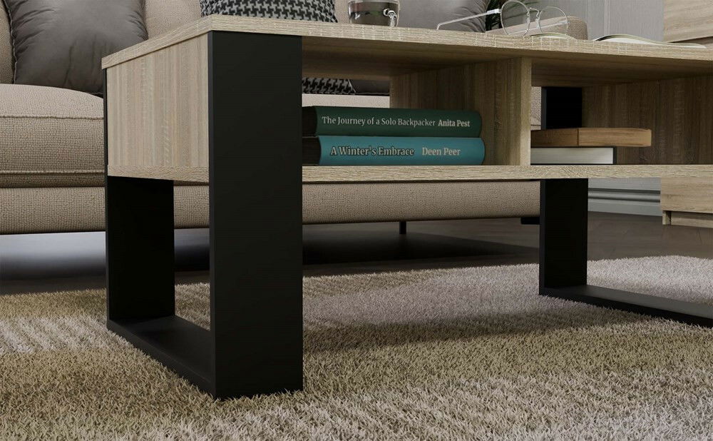 Konferenční stolek Maduro 3 (dub sonoma + černá)