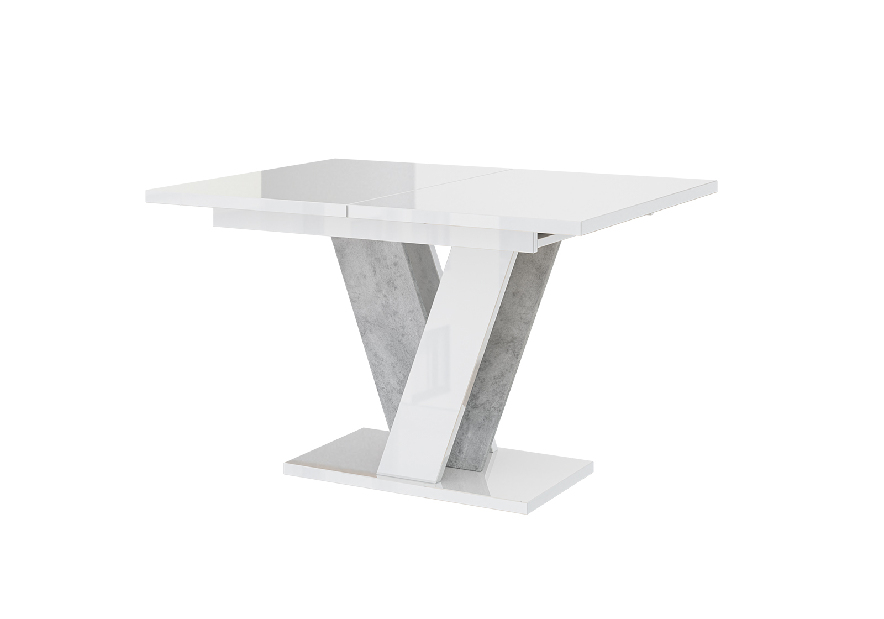 Jídelní stůl Venag (lesk bílý + kámen) (pro 4 až 6 osob) *výprodej