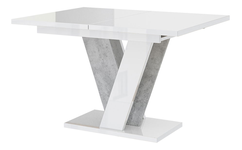 Jídelní stůl Venag (lesk bílý + kámen) (pro 4 až 6 osob)