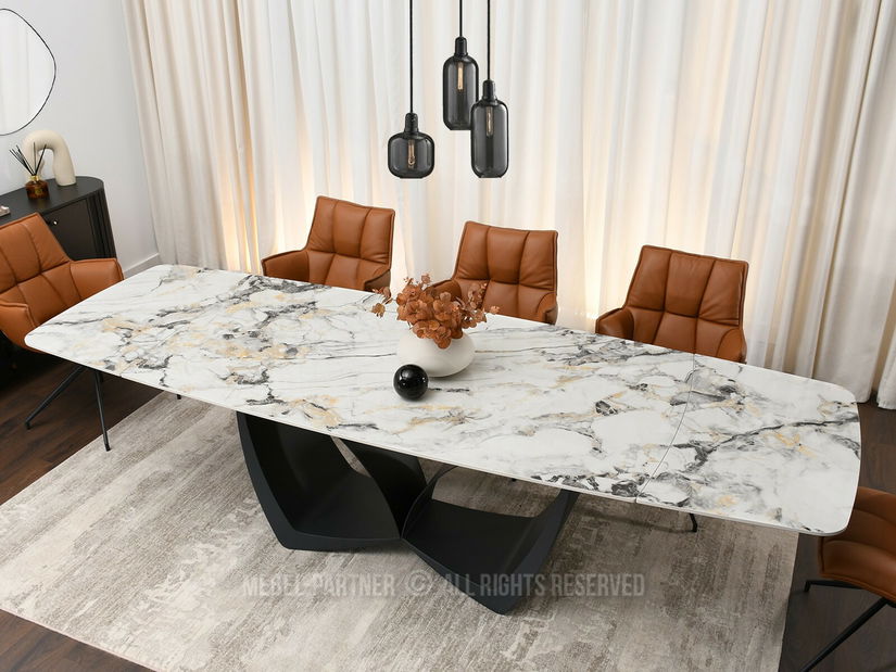 Jídelní stůl Carteles (mramor + černá)
