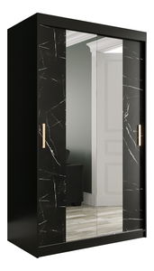 Šatní skříň 120 cm Marbelo T1 (matná černá + černý mramor)