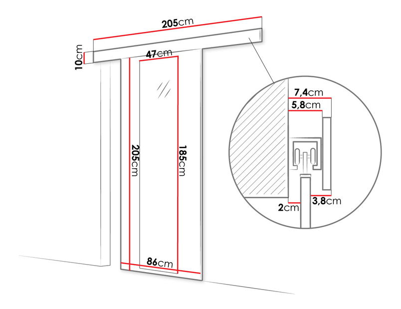 Posuvné dveře Molania IV (černá + zrcadlo)
