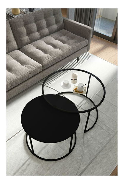 Konferenční stolek Kjusu (průsvitná + černá) *bazar