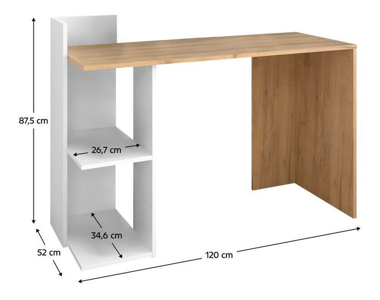 PC stolek Alamein (dub artisan + bílá)