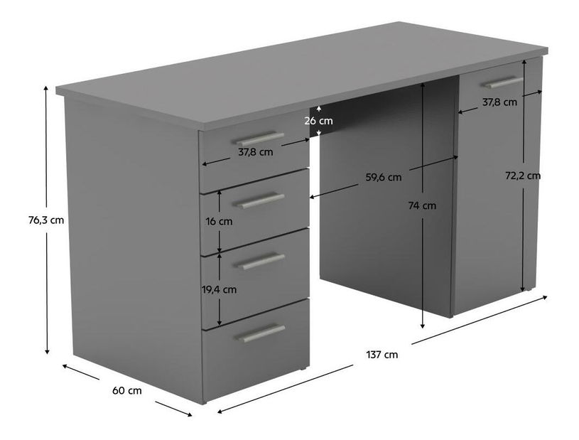 PC stolek Telur (grafit)
