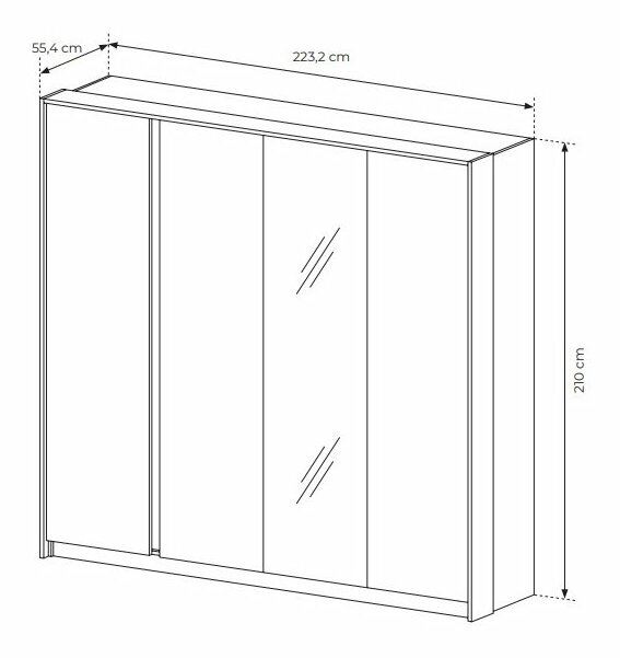Šatní skříň Danton 220 (se zrcadlem) (béžová)