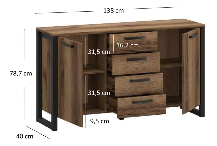 Komoda Marni (dub dělano tmavý)