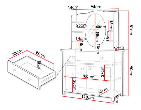 Toaletní stolek Sukura SR6 (bílá + dub nash)