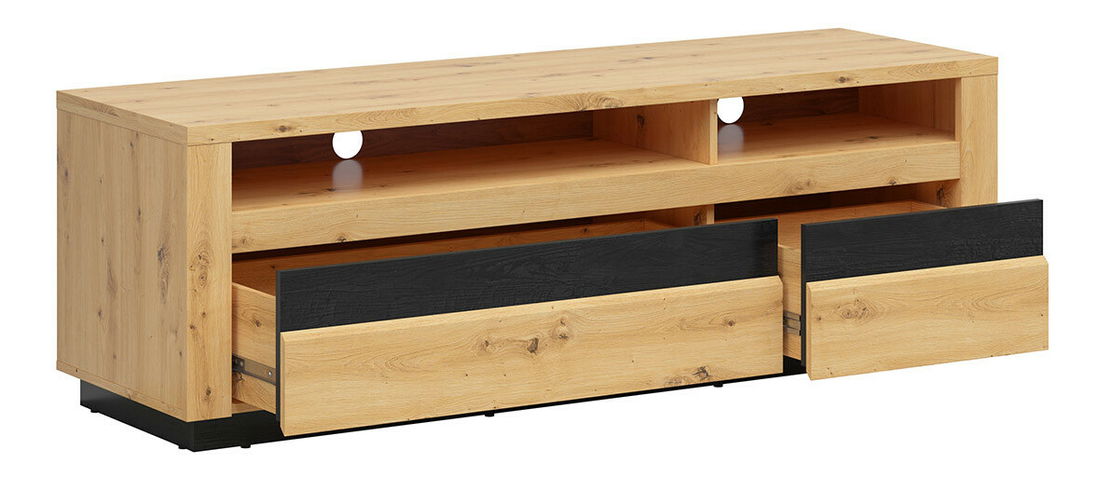 TV stolek/skříňka BRW Ostia RTV2S (dub artisan + dub černý) (s LED osvětlením)