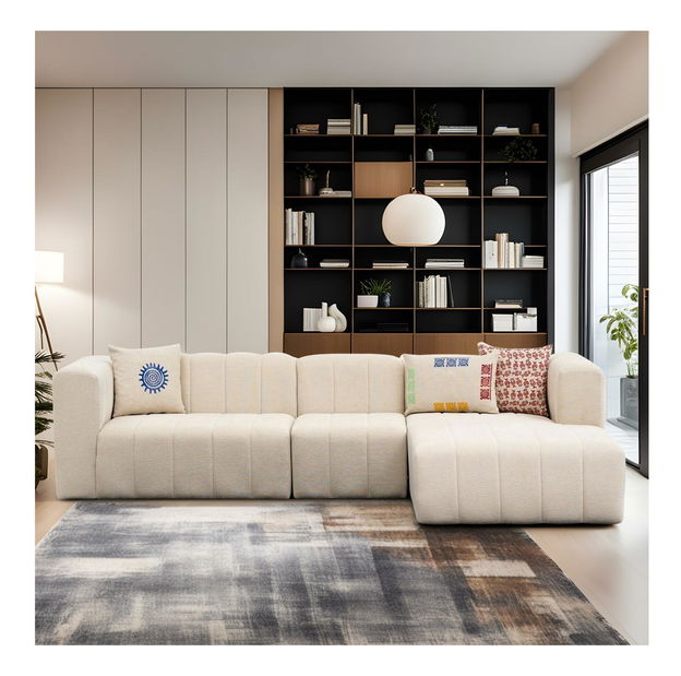 Rohová sedačka Beyzometta (P) (krémová)