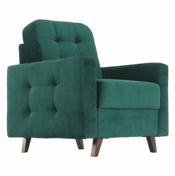 Relaxační křeslo Merina (smaragdová + ořech)
