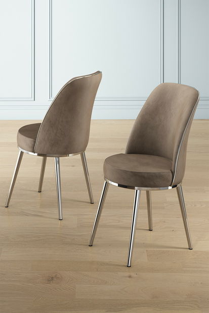 Set 2 ks. jídelních židlí Pufenda (cappuccino + chromová)