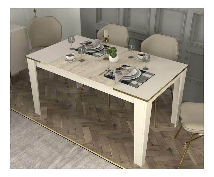 Jídelní stůl Veya 2 (pro 6 osob) (travertin + písková)