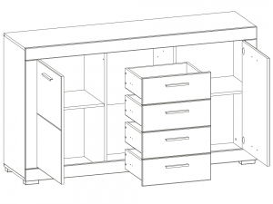 Komoda Twin TW 3 (fuchsie + bílá matná)
