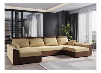 Rohová sedací souprava U Paragon U (tmavě hnědá + latte)