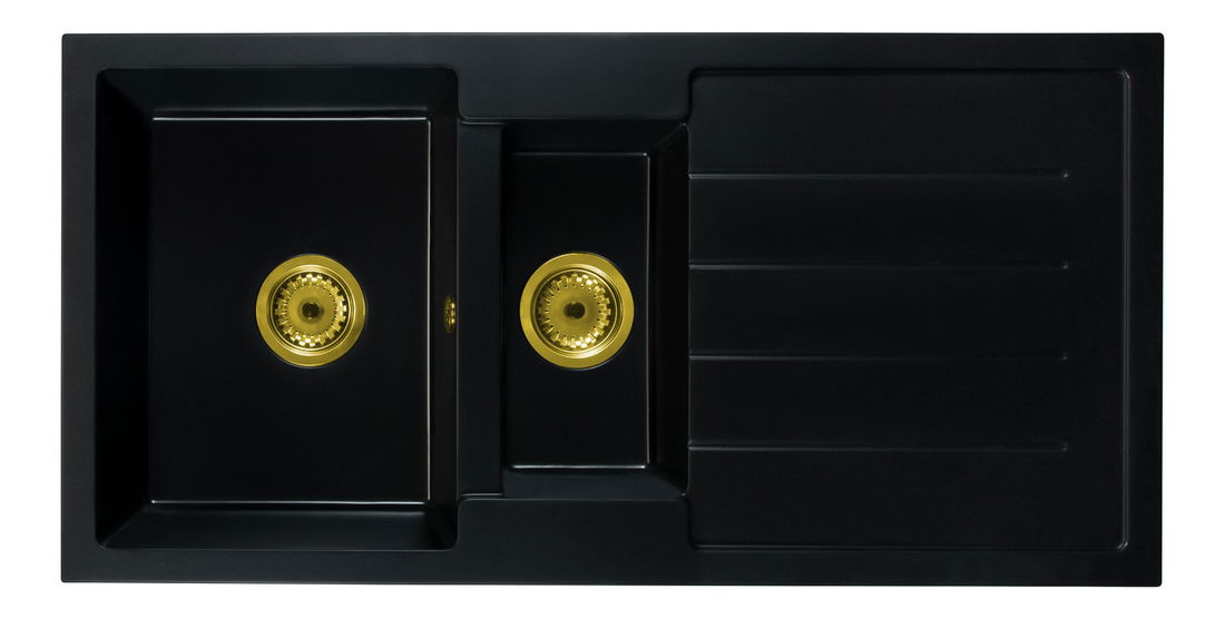 Kuchyňský dřez Yuxur (černá) (se 2 otvory pro baterii) (P)