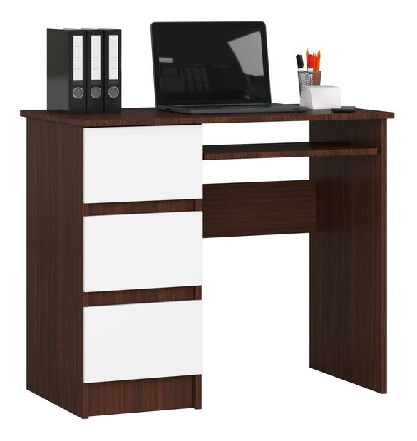 PC stolek Benicio (wenge + bílá) (L)