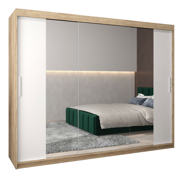 Šatní skříň 250 cm Toki 2 (Dub sonoma + Bílá matná)