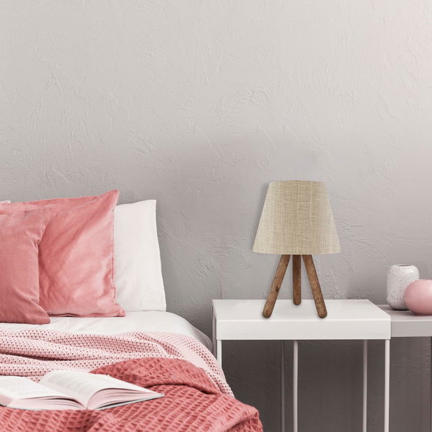 Stolní lampa Woodarella 3 (béžová + ořech)