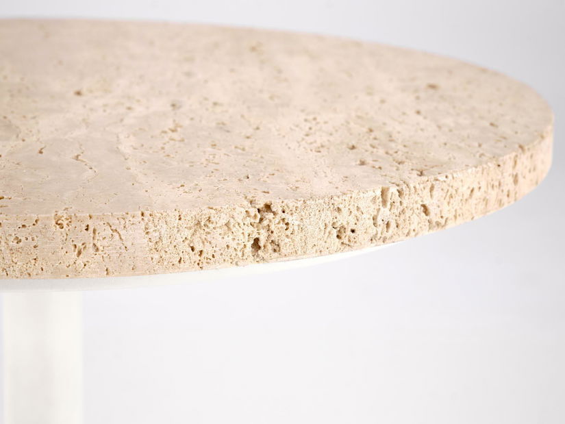 Příruční stolek Terazzo (travertin + bílá)